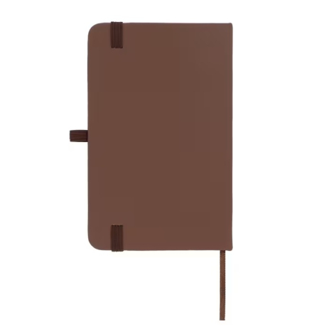 Vue arrière d’un carnet Sora A6 marron présenté fermé avec absence de personnalisation visible.