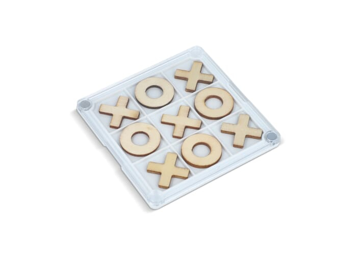 Sous-verre personnalisable jeu de morpion Tic-Tac-Toe Blanc