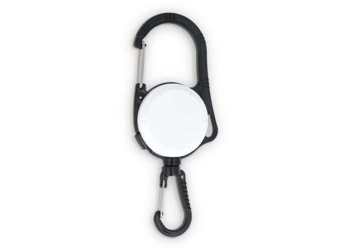 Enrouleur de badge personnalisable double mousqueton Blanc