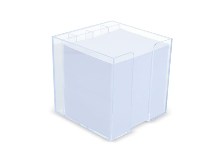 Bloc promotionnel de papier 10x10x10cm avec compartiments Transparent