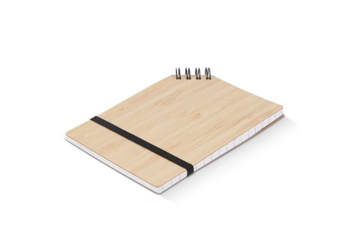 Cahier promotionnel à reliure d'angle en bambou A6 Nature