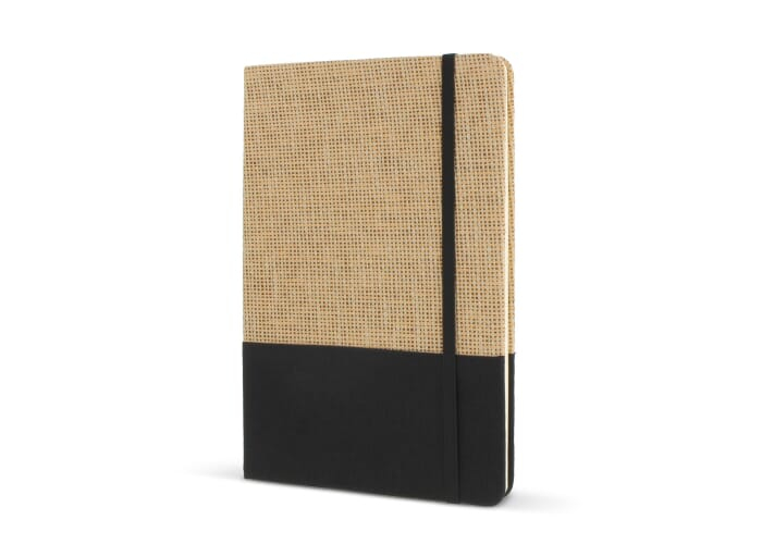 Carnet A5 personnalisé en jute R-PET Noir