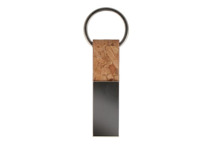 Porte-clés rectangulaire personnalisé liège et métal Nature