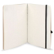 Carnet ouvert montrant des pages intérieures à réglure pointillée, avec fermeture élastique noire et ruban marque-page assorti. Carnet ouvert montrant des pages intérieures à réglure pointillée, avec fermeture élastique noire et ruban marque-page assorti.