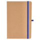 Vue de face d’un carnet en papier kraft avec fermeture élastique bleue et ruban marque-page coordonné, sans personnalisation vis Vue de face d’un carnet en papier kraft avec fermeture élastique bleue et ruban marque-page coordonné, sans personnalisation vis
