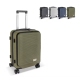 Valise cabine rigide 20 pouces vert kaki à quatre roulettes avec poignée télescopique et personnalisation visible sur la plaque Valise cabine rigide 20 pouces vert kaki à quatre roulettes avec poignée télescopique et personnalisation visible sur la plaque
