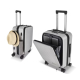 Visuel composite présentant la valise avec son compartiment frontal ouvert pour ordinateur portable ainsi qu’un porte-parapluie Visuel composite présentant la valise avec son compartiment frontal ouvert pour ordinateur portable ainsi qu’un porte-parapluie