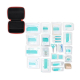 Trousse de premiers secours ouverte accompagnée de ses 40 accessoires de soin disposés à plat pour présenter le contenu complet 