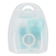 Vue de face d’une trousse de premiers secours translucide fermée laissant apparaître son contenu à travers le plastique, sans ma Vue de face d’une trousse de premiers secours translucide fermée laissant apparaître son contenu à travers le plastique, sans ma