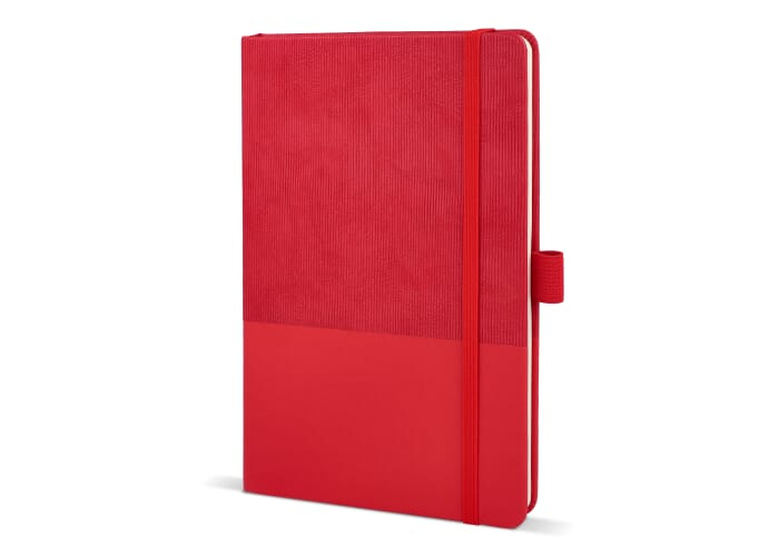 Carnet A5 à personnaliser aspect velours côtelé Rouge