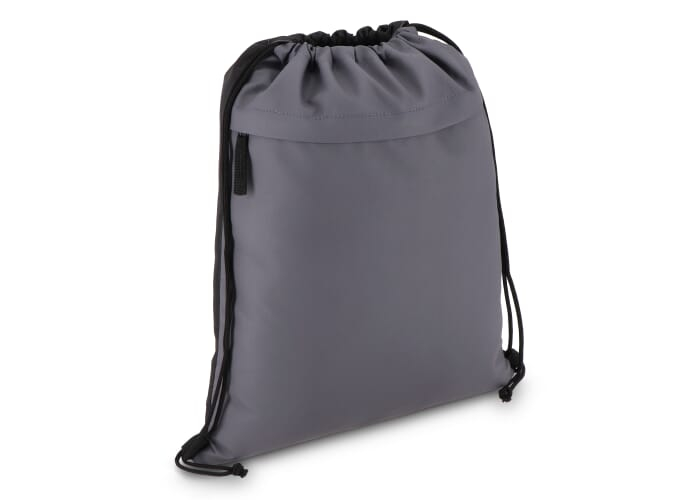Sac à dos personnalisé à cordon avec zip frontal Gris