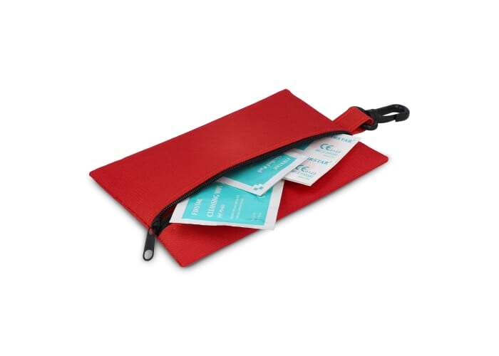 Pochette de secours à personnaliser avec mousqueton Denali Rouge