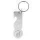 Porte-clés à jeton pour trolley en métal avec anneau porte-clés, présentant une personnalisation visible sur la première face au Porte-clés à jeton pour trolley en métal avec anneau porte-clés, présentant une personnalisation visible sur la première face au