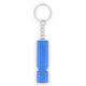 Sifflet d’urgence en métal bleu avec anneau et chaînette métalliques, présenté sur le verso sans personnalisation visible. Sifflet d’urgence en métal bleu avec anneau et chaînette métalliques, présenté sur le verso sans personnalisation visible.