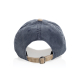 Vue arrière de la casquette bleue et beige mettant en évidence la patte de réglage et la couture centrale, sans personnalisation