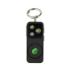 Porte-clés alarme rechargeable noir vu de face, avec personnalisation visible sur la partie circulaire en façade. Porte-clés alarme rechargeable noir vu de face, avec personnalisation visible sur la partie circulaire en façade.