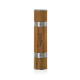 Double moulin sel et poivre en bois d’acacia et acier inoxydable présenté verticalement. Une personnalisation visible apparaît s