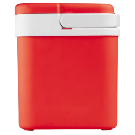 Glacière classique 10 L rouge présentée de côté, fermée.