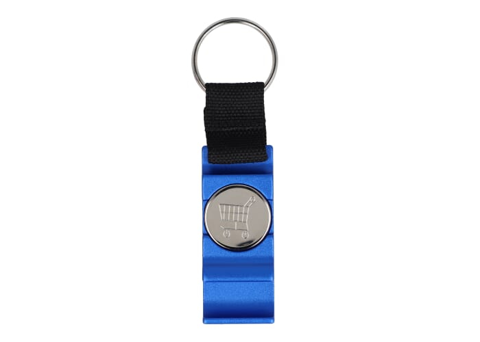 Porte-clés à personnaliser avec jeton et décapsuleur Bleu