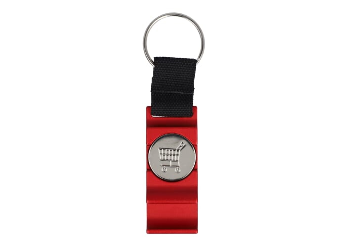 Porte-clés à personnaliser avec jeton et décapsuleur Rouge
