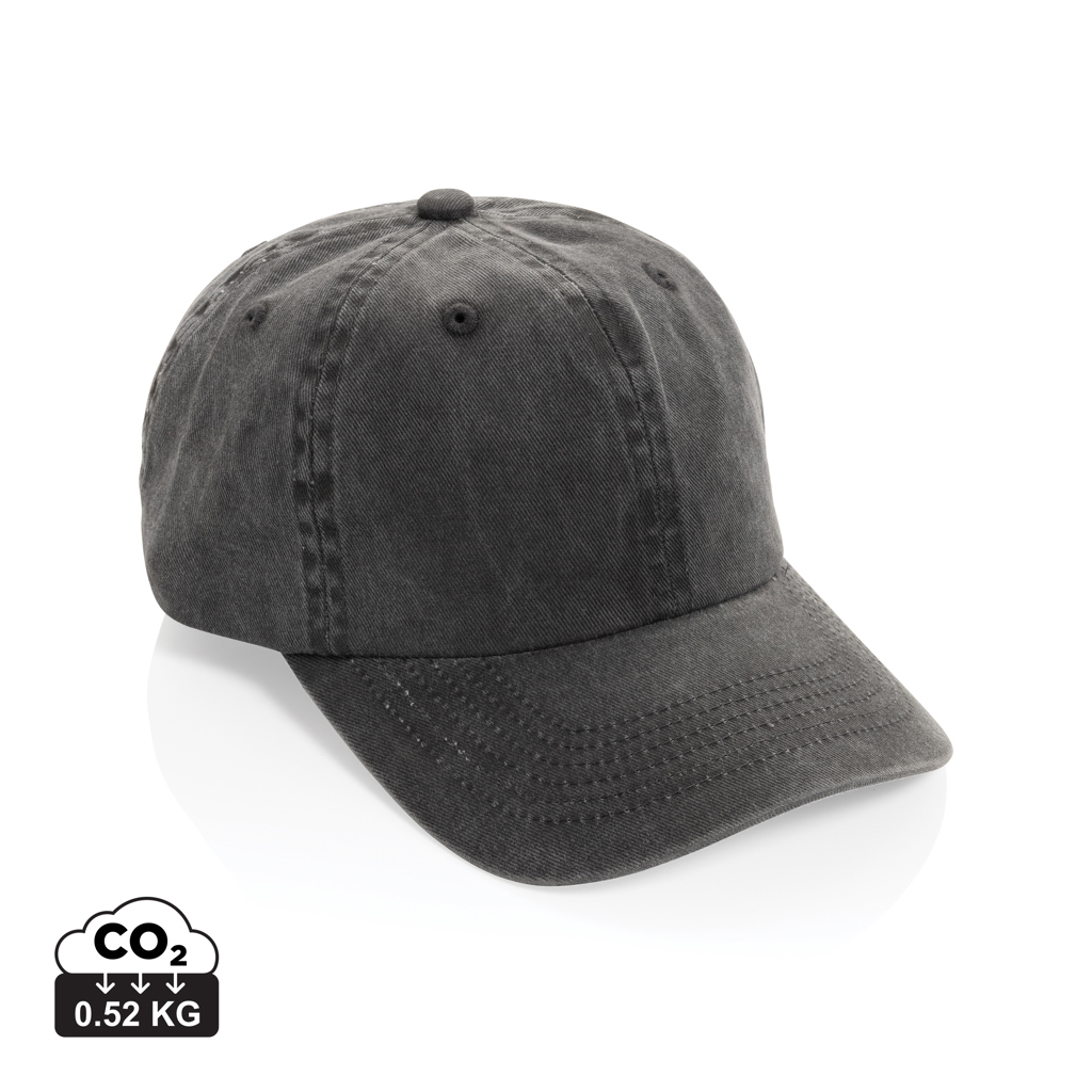 Casquette en coton recyclé à personnaliser 6 panneaux Noir