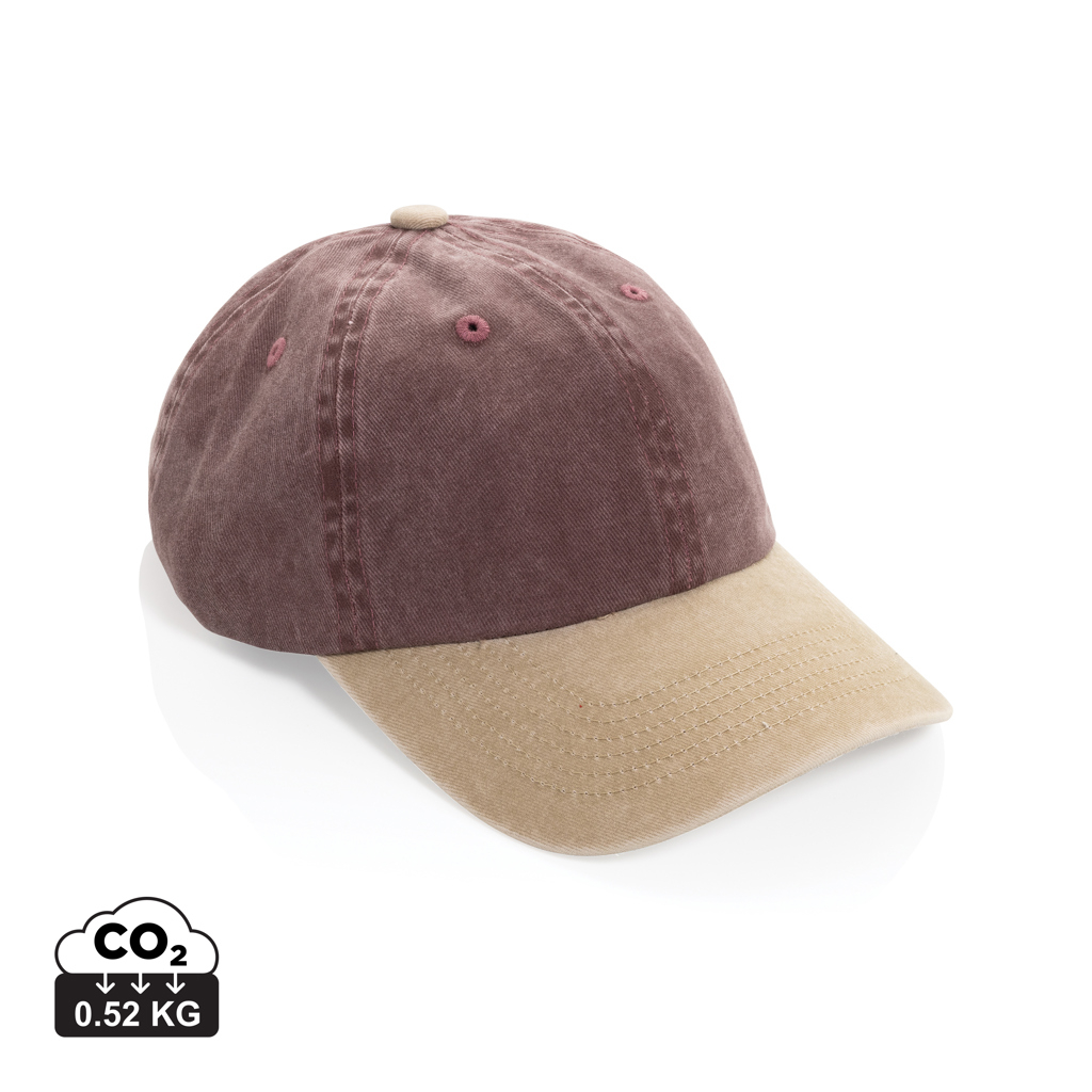Casquette publicitaire bicolore 6 pans en coton recyclé Marron