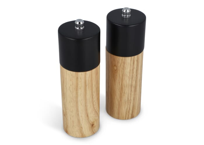 Ensemble de moulins sel et poivre en bois à personnaliser Noir