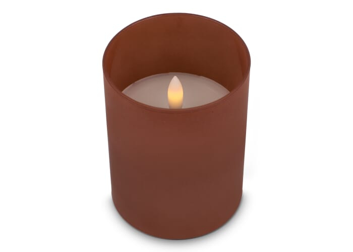 Bougie promotionnelle d'ambiance LED rechargeable Nyelle Marron