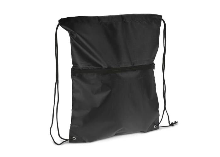 Sac publicitaire à cordon et fermeture zippée rPET Noir