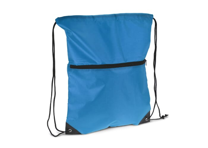 Sac publicitaire à cordon et fermeture zippée rPET Bleu