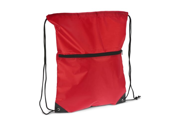 Sac publicitaire à cordon et fermeture zippée rPET Rouge
