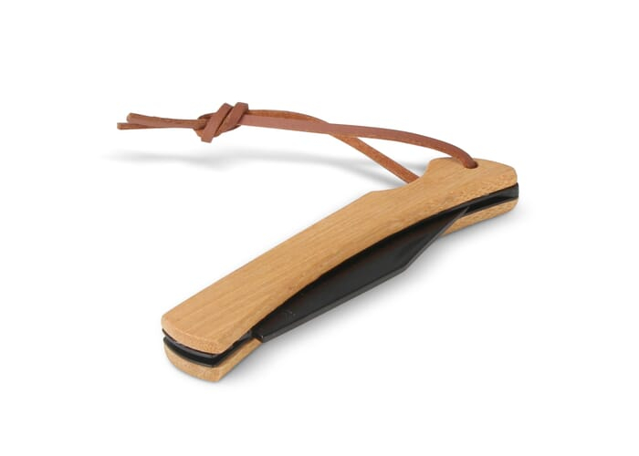 Couteau de poche en bambou personnalisable Noir