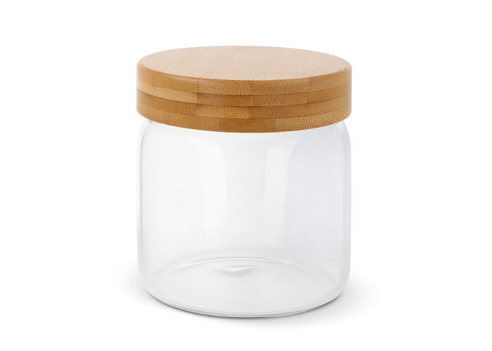 Boîte en verre et bambou 600ml personnalisée Transparent