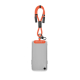 Dragonne orange avec câble de charge intégré, mousqueton noir et adaptateur fixé à une coque transparente de smartphone, avec ma Dragonne orange avec câble de charge intégré, mousqueton noir et adaptateur fixé à une coque transparente de smartphone, avec ma