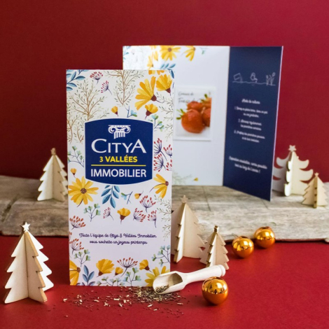 Carte publicitaire 3 volets avec sachet de graines