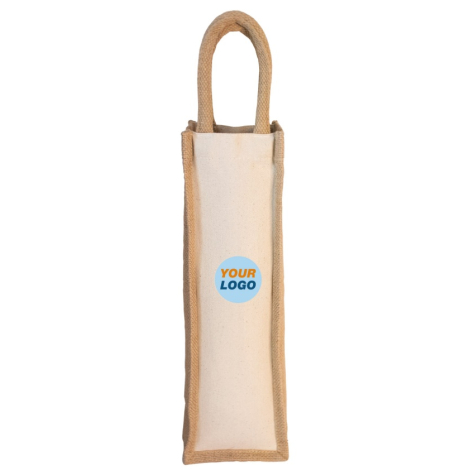 Sac cabas pour bouteille en jute et coton personnalisable