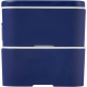 Vue de profil d’une boîte à lunch bleue fermée mettant en évidence sa conception à double étage, sans personnalisation visible. Vue de profil d’une boîte à lunch bleue fermée mettant en évidence sa conception à double étage, sans personnalisation visible.