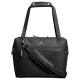 Sac isotherme noir présenté de face avec bandoulière réglable, poche zippée en façade et compartiment principal fermé, sans pers