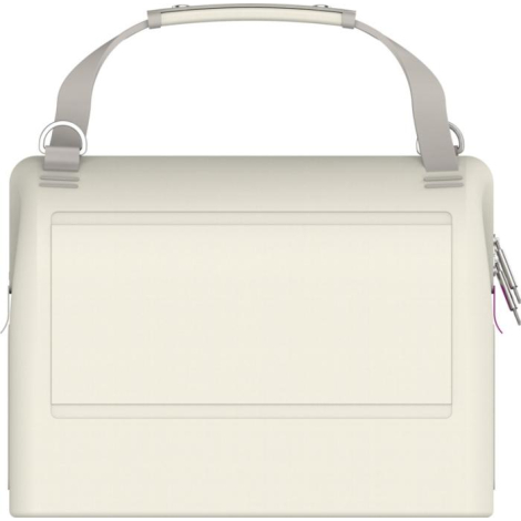 Face arrière du sac isotherme crème présentée à plat avec grande poche extérieure visible sur toute la largeur.