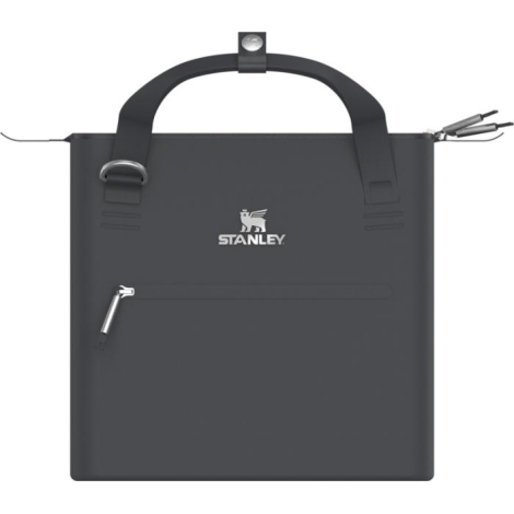 Mini-sac isotherme noir présenté de face avec poignées de transport et poche avant visible, sans marquage apparent.