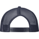 Casquette trucker à 6 panneaux bleu marine présentée de dos, montrant les panneaux arrière en maille filet et la fermeture régla Casquette trucker à 6 panneaux bleu marine présentée de dos, montrant les panneaux arrière en maille filet et la fermeture régla