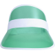 Casquette à visière transparente verte présentée de face, sans personnalisation visible sur la bande de maintien. Casquette à visière transparente verte présentée de face, sans personnalisation visible sur la bande de maintien.