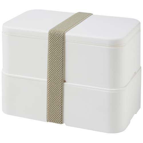 Boîte repas promotionnelle double étage 2 x 700 ml Miyo Pop Blanc