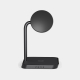 Chargeur de bureau composé d'un socle rectangulaire avec une zone de charge sans fil intégrée et d'un support vertical terminé p Chargeur de bureau composé d'un socle rectangulaire avec une zone de charge sans fil intégrée et d'un support vertical terminé p
