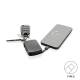 Porte-clés powerbank noir relié à un smartphone par un câble USB-C intégré, sans personnalisation visible sur le boîtier. Porte-clés powerbank noir relié à un smartphone par un câble USB-C intégré, sans personnalisation visible sur le boîtier.