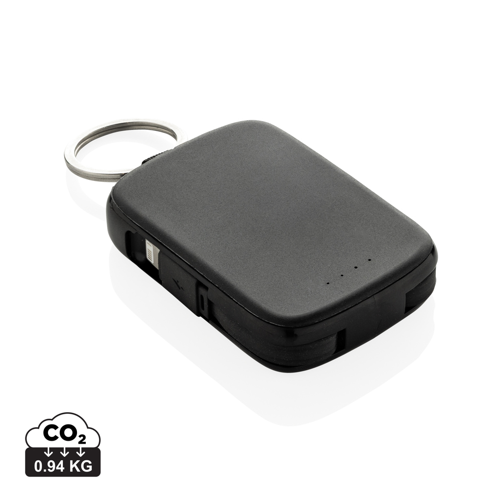 Powerbank porte-clés 2000 mAh publicitaire Nexo Noir