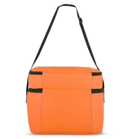 Vue arrière du sac isotherme orange, sans personnalisation visible.