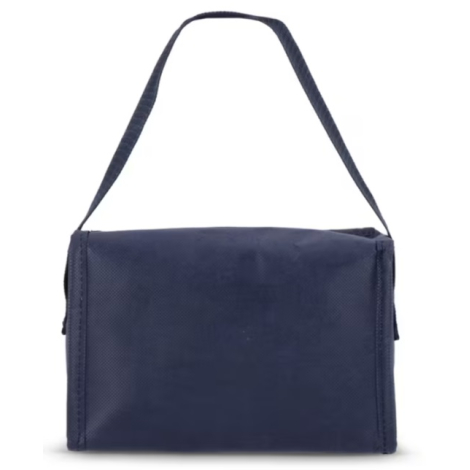 Sac isotherme présenté de dos en coloris bleu marine, sans personnalisation visible sur la face arrière.