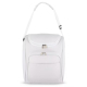 Vue de face du sac isotherme blanc, sans personnalisation visible sur la poche avant.