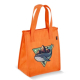 Sac isotherme orange en PET recyclé avec marquage visible sur la face avant.